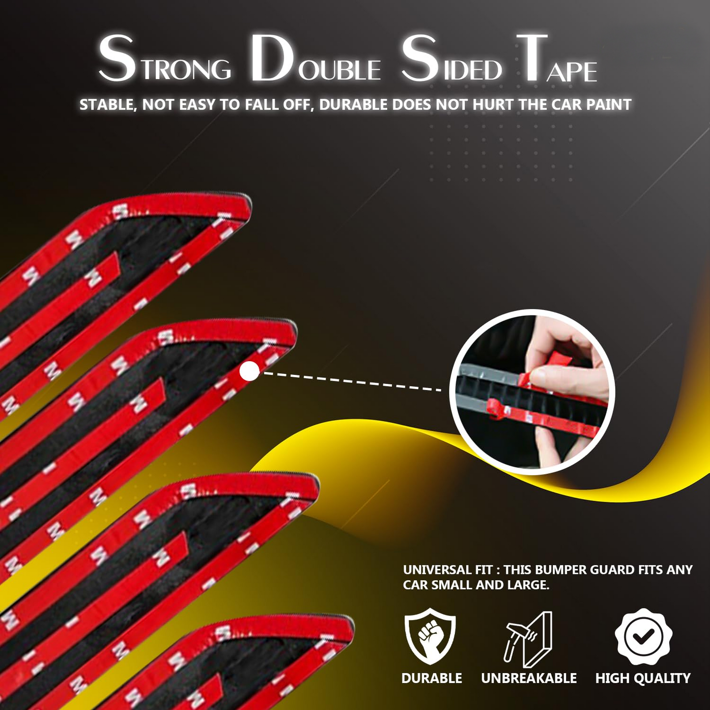 Car Body Corner Bumper Guard Protector Anti-Scratch Sticker Rubber Front Bumper Protector Guard Strips (Universal for All Cars)(Set of 4pcs)