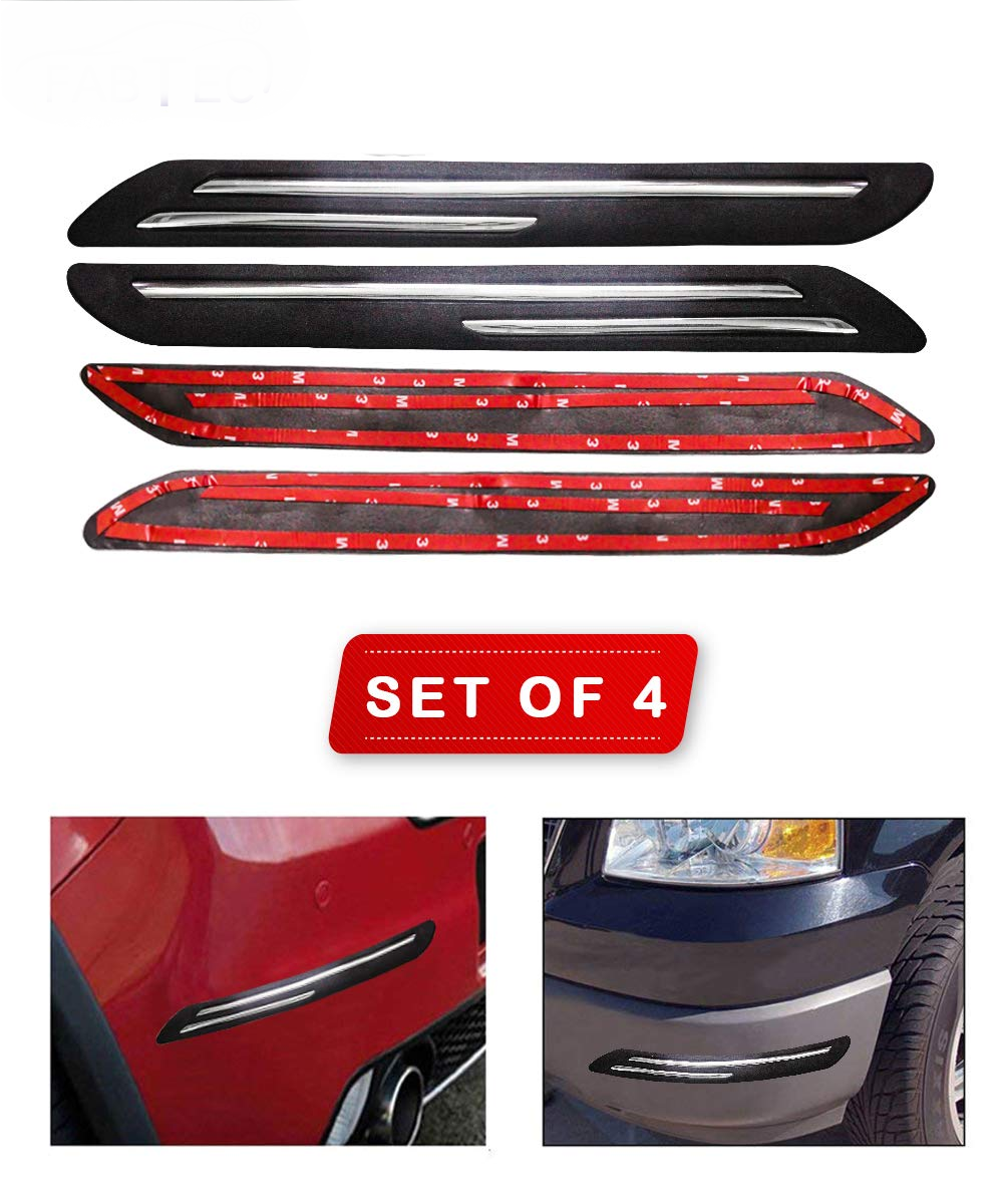 Car Body Corner Bumper Guard Protector Anti-Scratch Sticker Rubber Front Bumper Protector Guard Strips (Universal for All Cars)(Set of 4pcs)